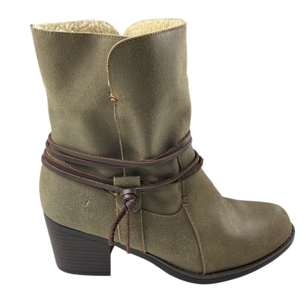Sporto Women's Lori Leather Upper Heeled Ankle Boots Taupe Size 8 M Cowgirl Boho